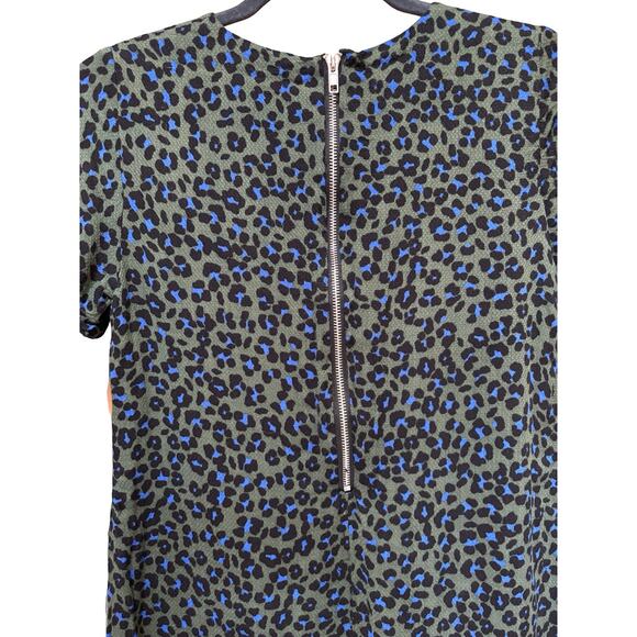 Olivaceous Blue & Green Leopard Print Mini Dress - Size Medium - Picture 6 of 6